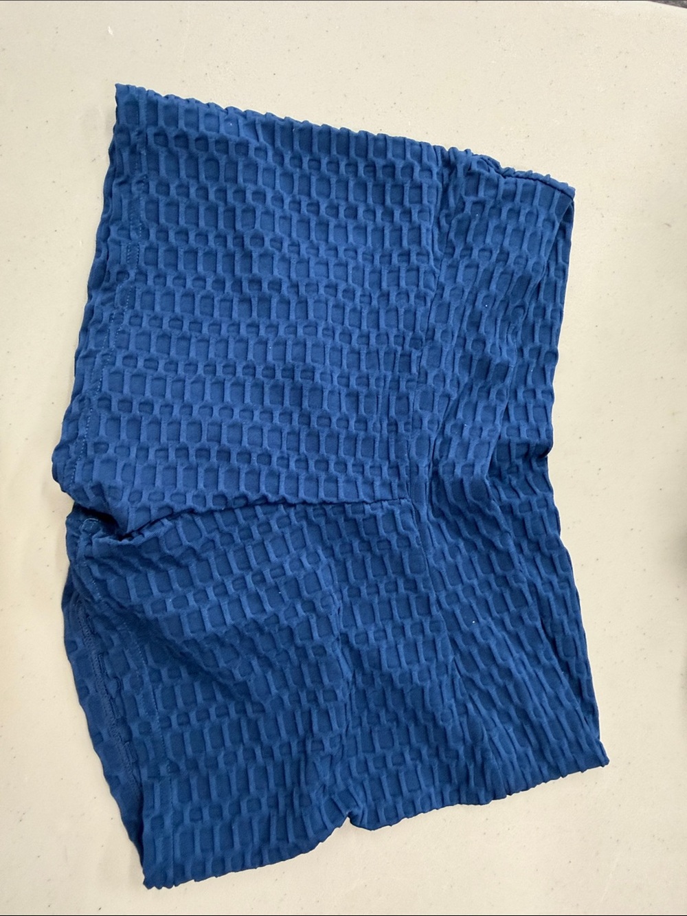 Scrunch Butt Blue Textured Waffle Shorts